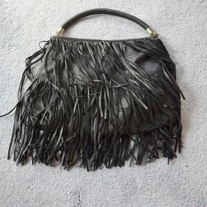 H&M Vegan Leather Black Fringe Purse